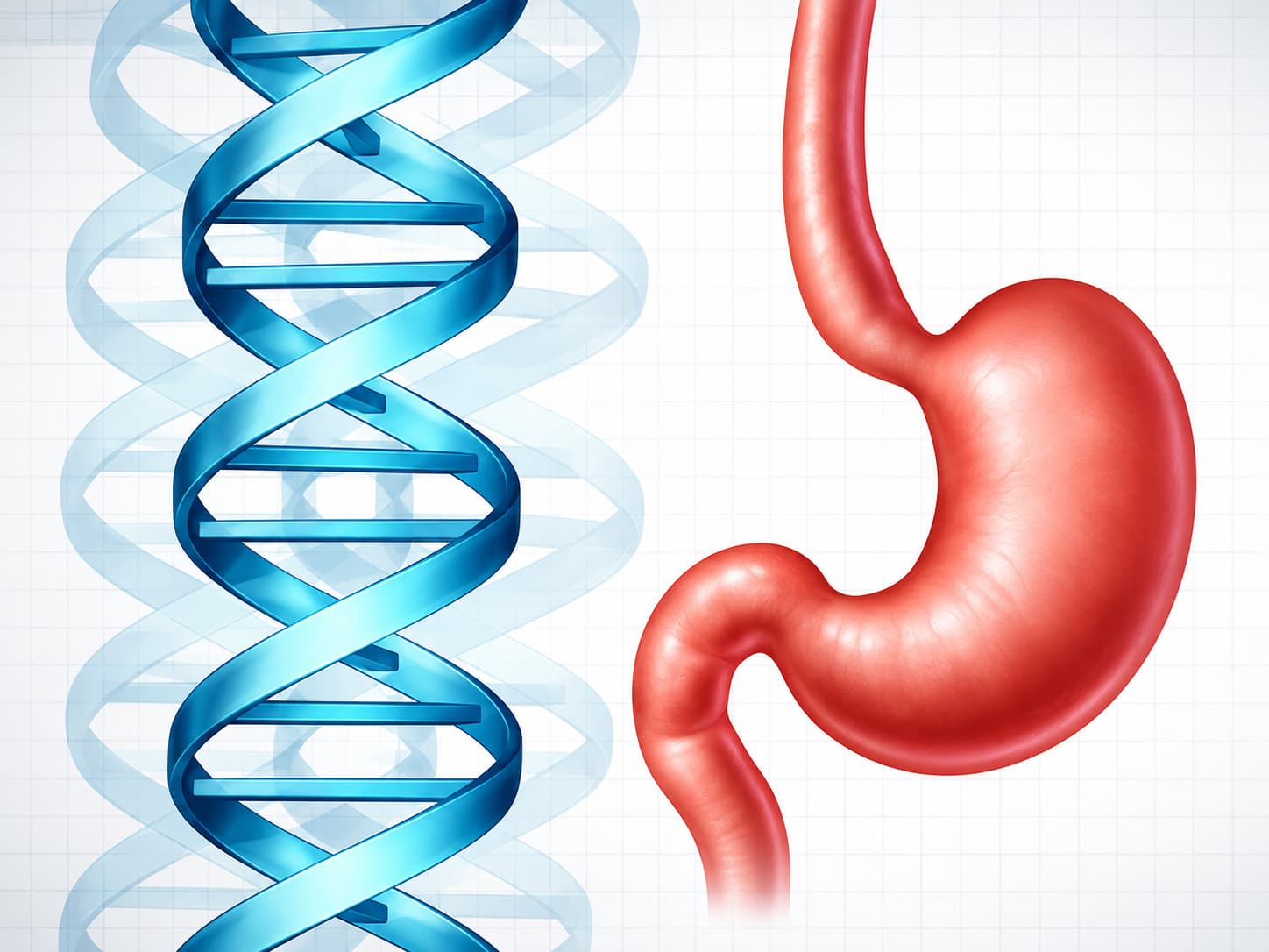 DNA and stomach medical illustration